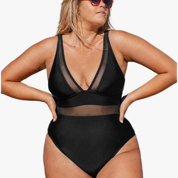 Cupshe one piece swimsuit suit with sheer trim - Picture 6 of 7